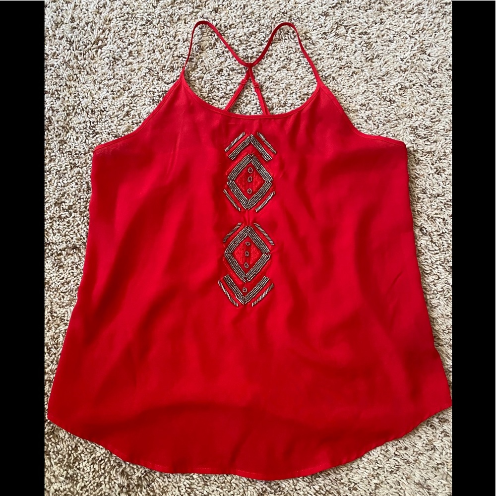 Red spaghetti strap top